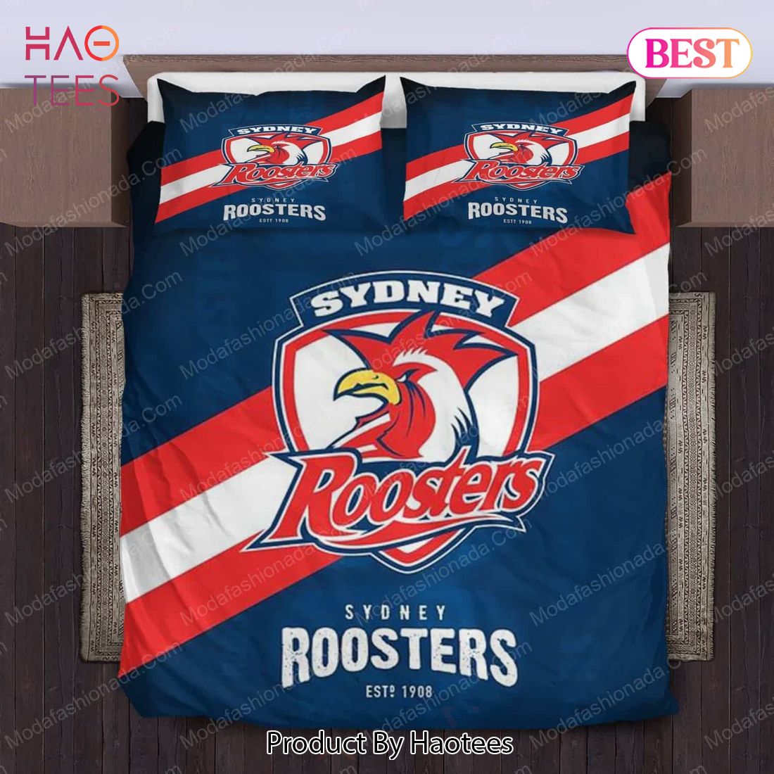 Buy Sydney Roosters Logo Bedding Sets 01 Bed Sets, Bedroom Sets, Comforter Sets, Duvet Cover, Bedspread