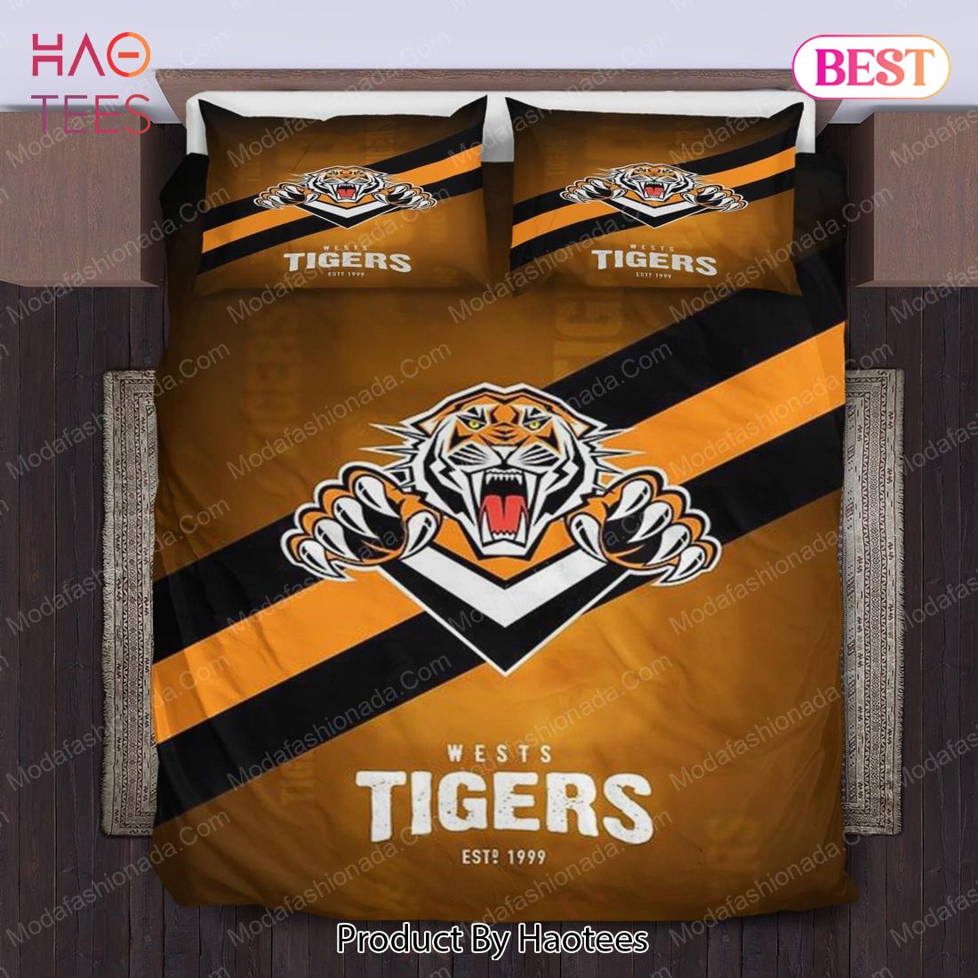 Buy Wests Tigers Logo Bedding Sets 02 Bed Sets, Bedroom Sets, Comforter Sets, Duvet Cover, Bedspread