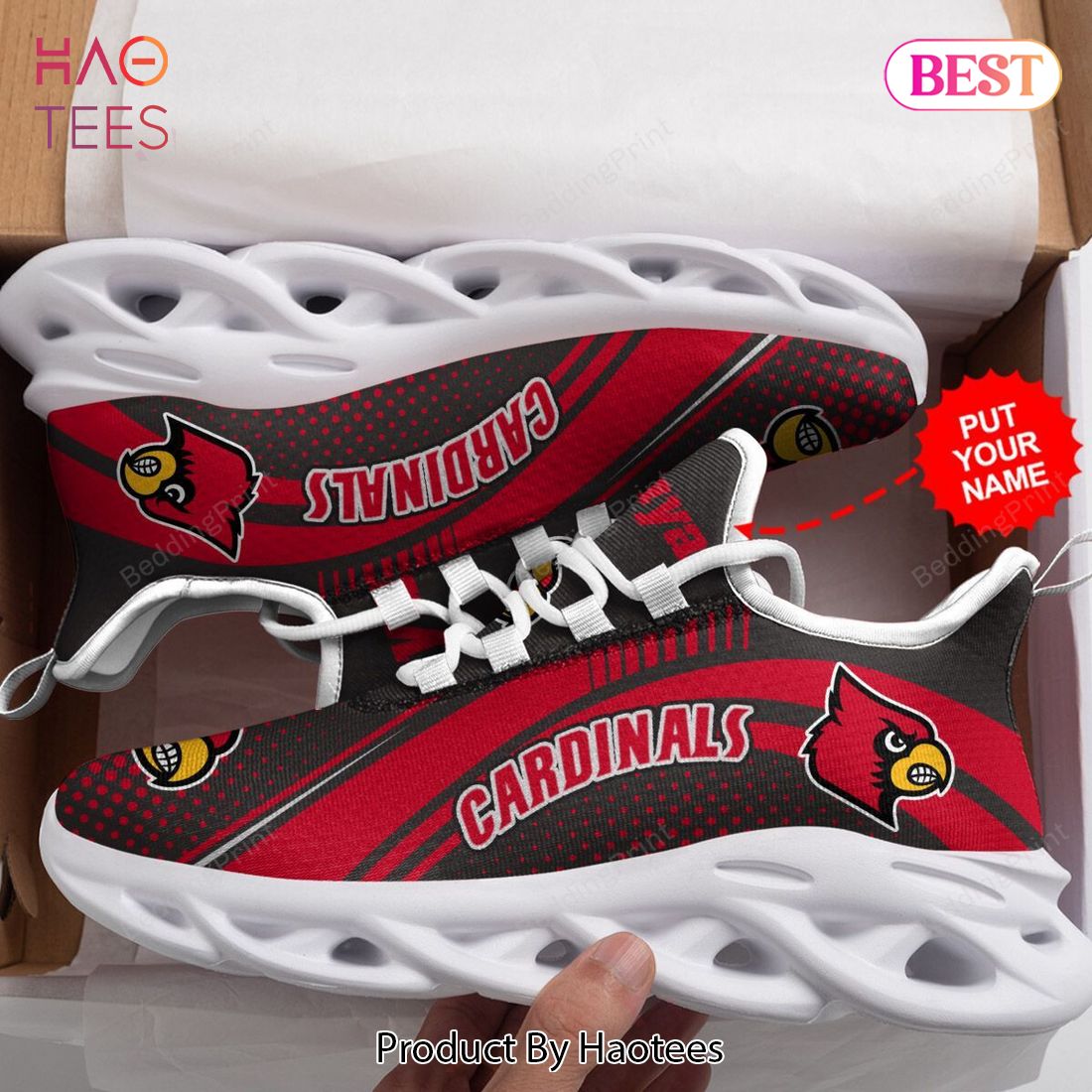 NCAA Louisville Cardinals Custom Name Red Max Sole Sneakers Shoes