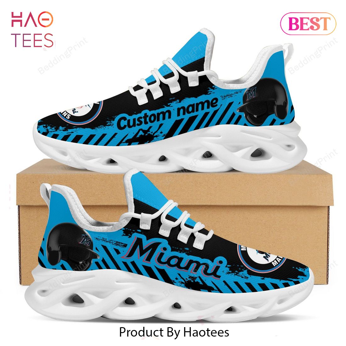 Miami Marlins MLB Custom Name Max Soul Shoes Miami Marlins MLB Custom Name Max Soul Shoes
