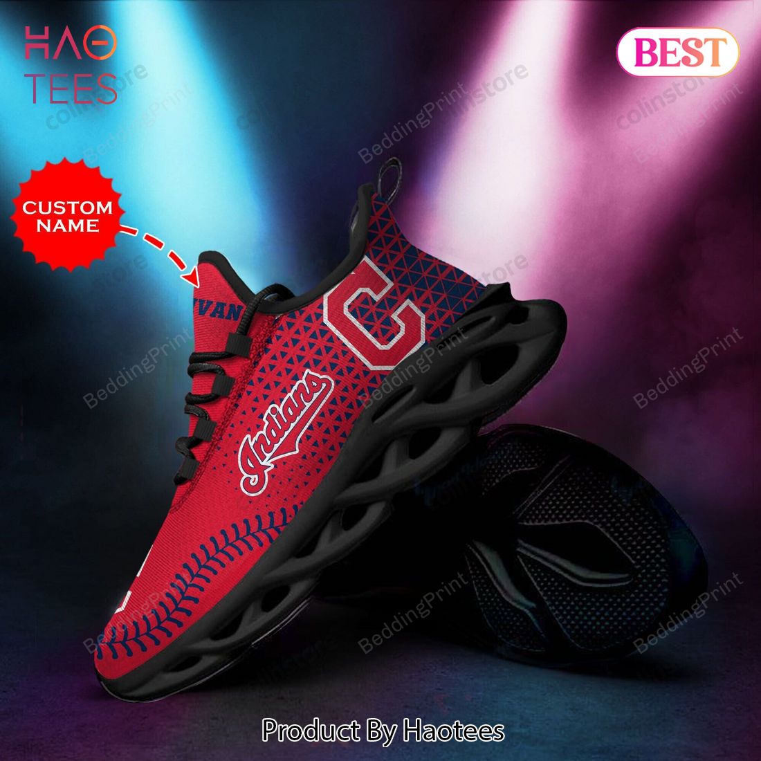 [Personalized Name] Cleveland Indians MLB Max Soul Shoes