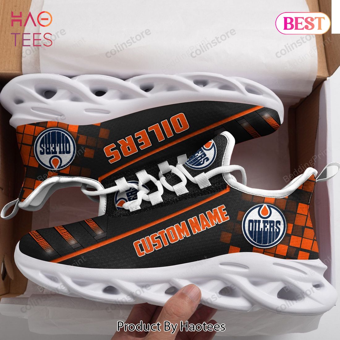 [Personalized Name] Edmonton Oilers NHL Max Soul Shoes