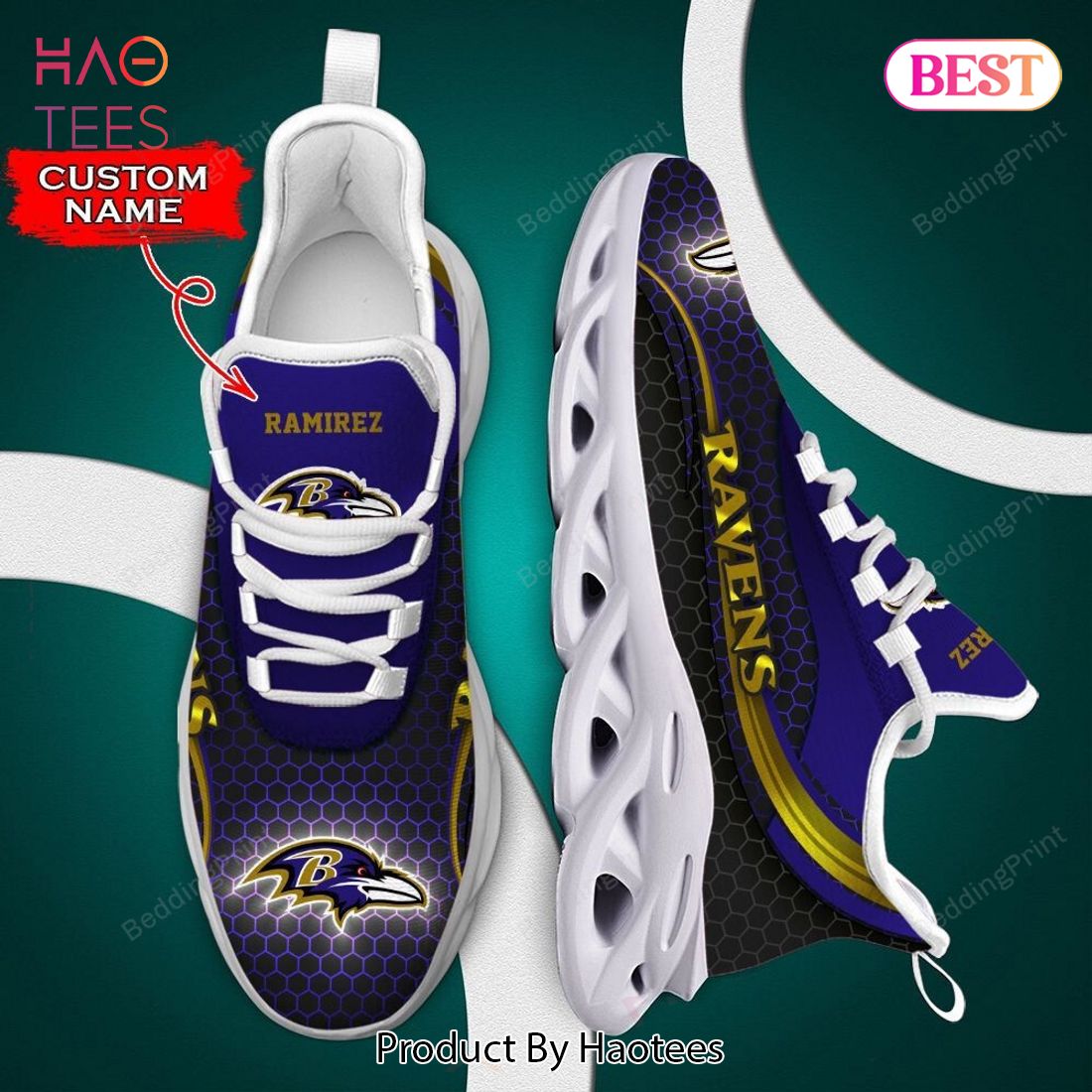 Baltimore Ravens NFL Custom Name Max Soul Shoes Baltimore Ravens NFL Custom Name Max Soul Shoes