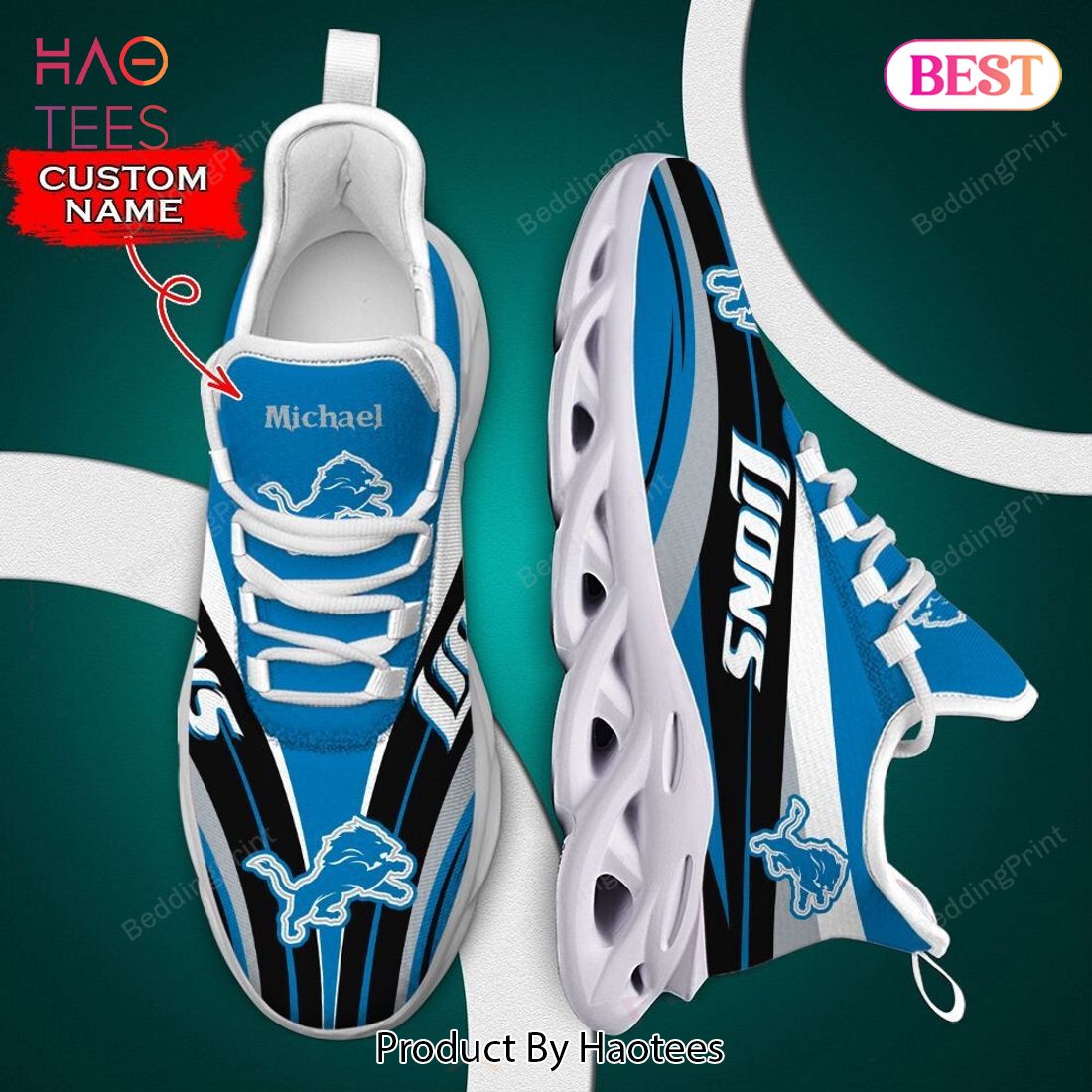 Detroit Lions NFL Custom Name Max Soul Shoes Detroit Lions NFL Custom Name Max Soul Shoes