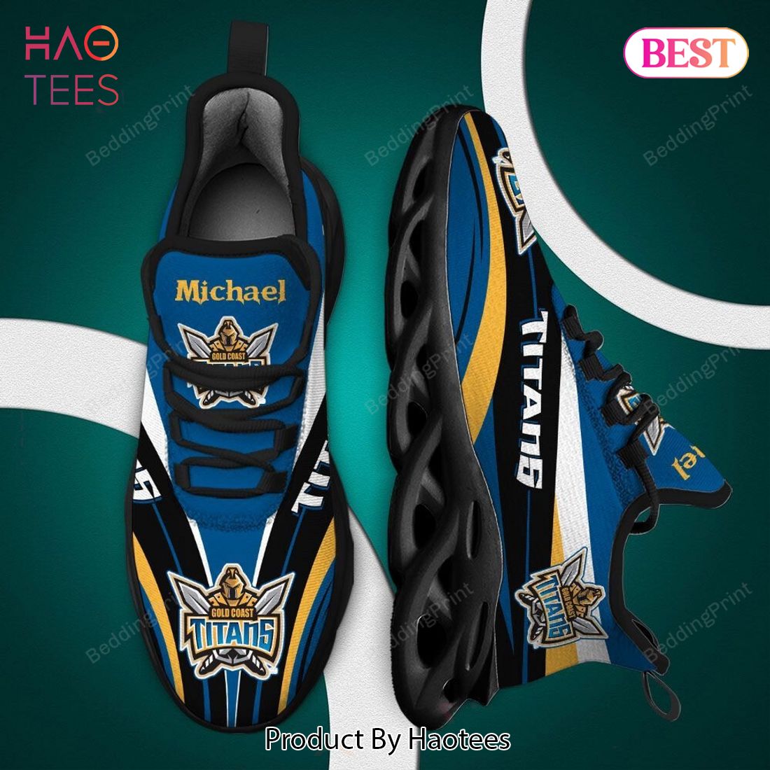 Gold Coast Titans NRL Custom Name Max Soul Shoes Gold Coast Titans NRL Custom Name Max Soul Shoes