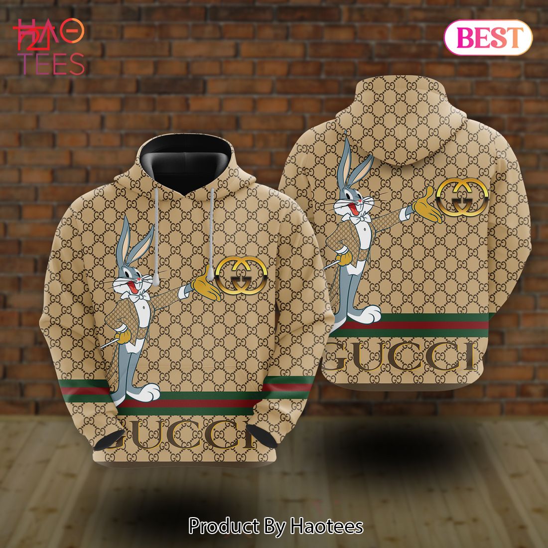 Elskede Station Displacement Gucci Bugs Bunny 3D Hoodie Luxury Brand POD Design