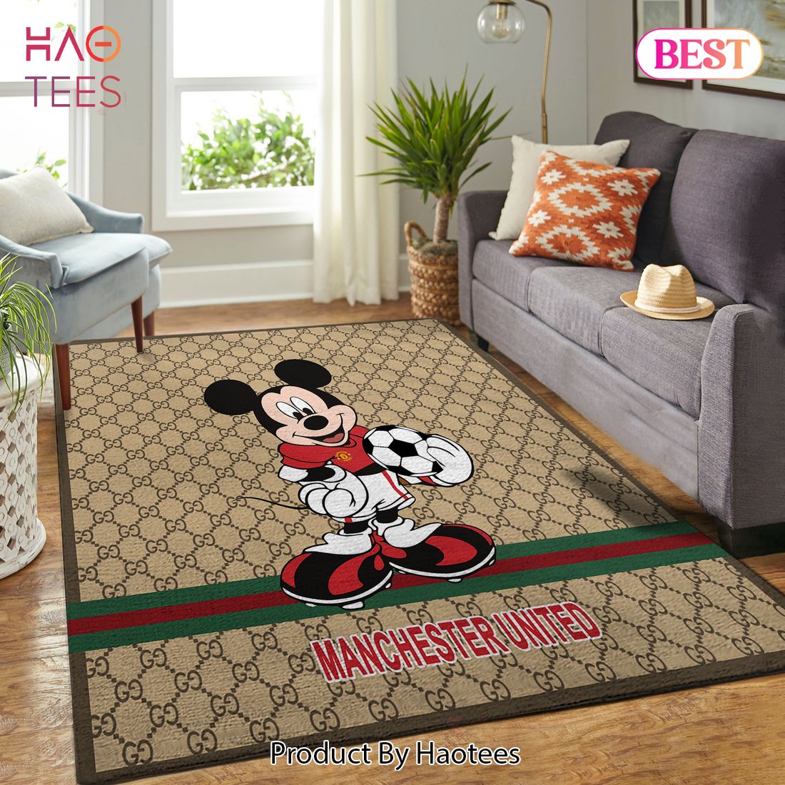 Manchester United Gucci Mickey Rug Living Room Bedroom Carpet Fashion Brand Floor Decor
