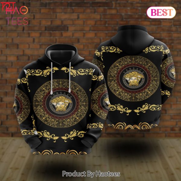 Versace 3D Hoodie Black Gold Luxury Brand POD Design