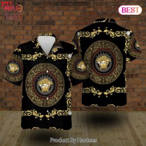 Versace Black Gold Color Hawaiian Shirt Limited Edition
