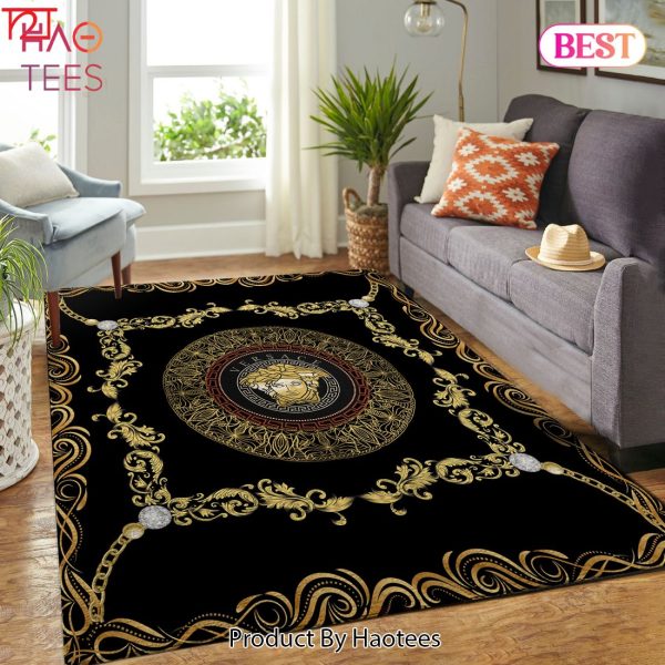 Versace Rug Living Room Rug Home Decor Floor Decor Black Gold Color