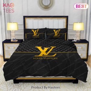 Black Veinstone And Gold Louis Vuitton Bedding Sets Bed Sets, Bedroom Sets, Comforter Sets, Duvet Cover, Bedspread