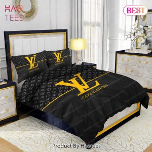 Black Veinstone And Gold Louis Vuitton Bedding Sets Bed Sets, Bedroom Sets, Comforter Sets, Duvet Cover, Bedspread