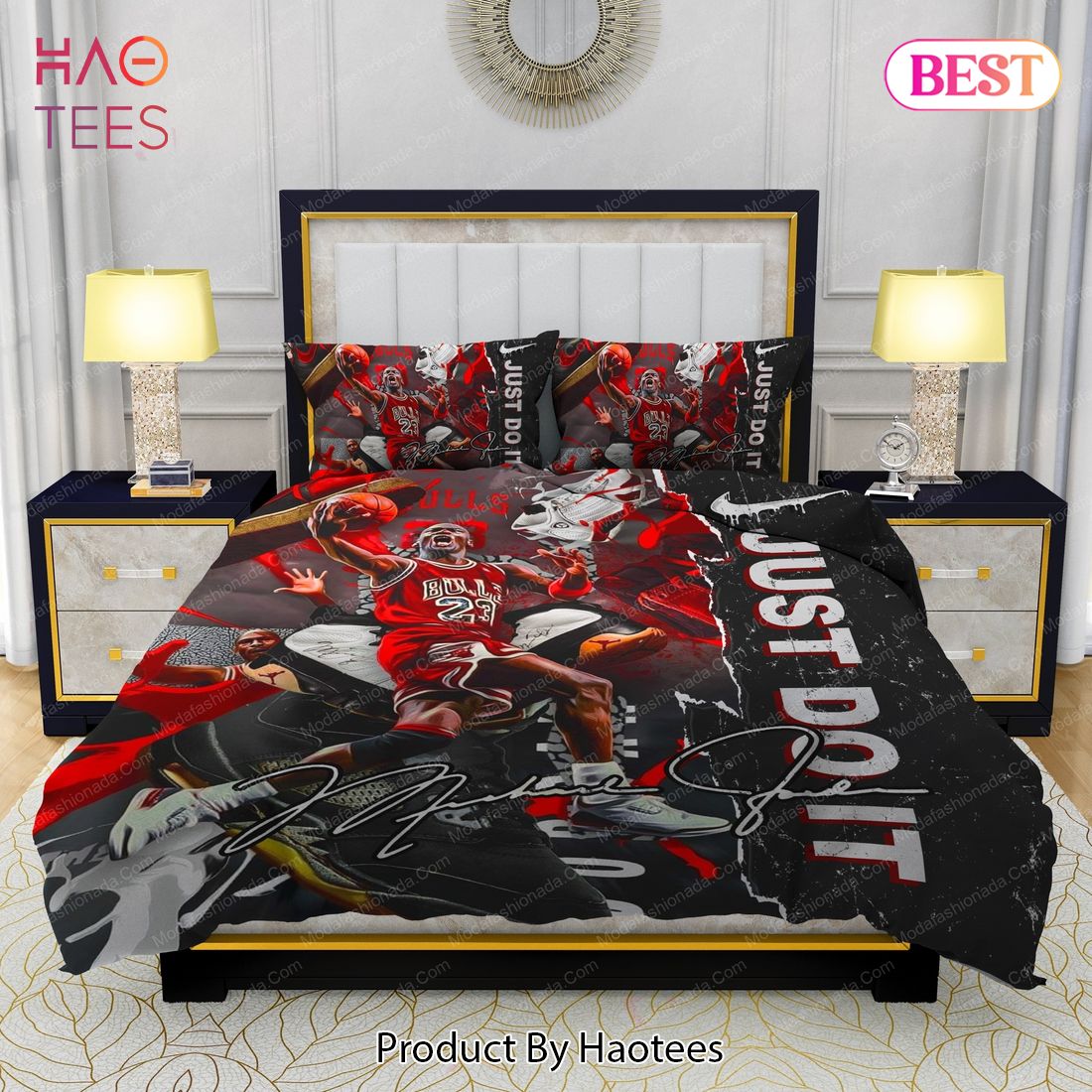 Famous Nike Air Jordan 23 Design & Quality Comfortable 4 Pieces Bedding Sets Bed Sets, Bedroom Sets, Comforter Sets, Duvet Cover, Bedspread Luxury Store