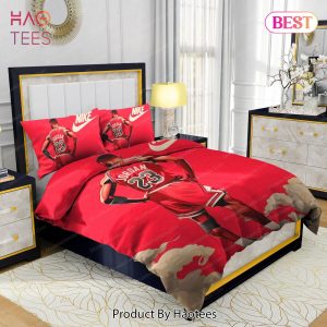 Famous Nike Air Jordan 23 Red Background Design & Quality Comfortable 4 Pieces Bedding Sets Bed Sets, Bedroom Sets, Comforter Sets, Duvet Cover, Bedspread
