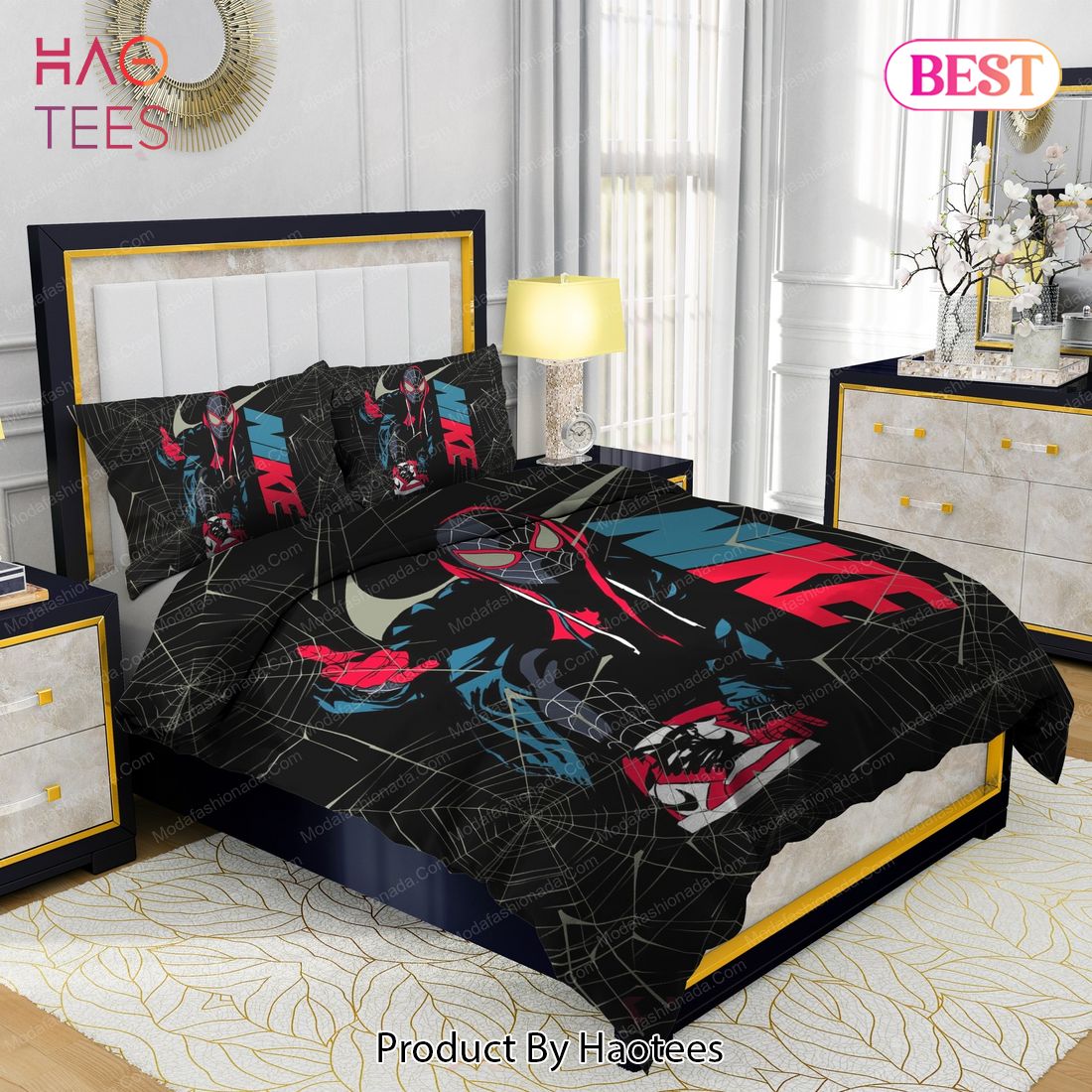 Famous Nike Air Jordan and Spider Man Design & Quality Comfortable 4 Pieces Bedding Sets Bed Sets, Bedroom Sets, Comforter Sets, Duvet Cover, Bedspread Luxury Store