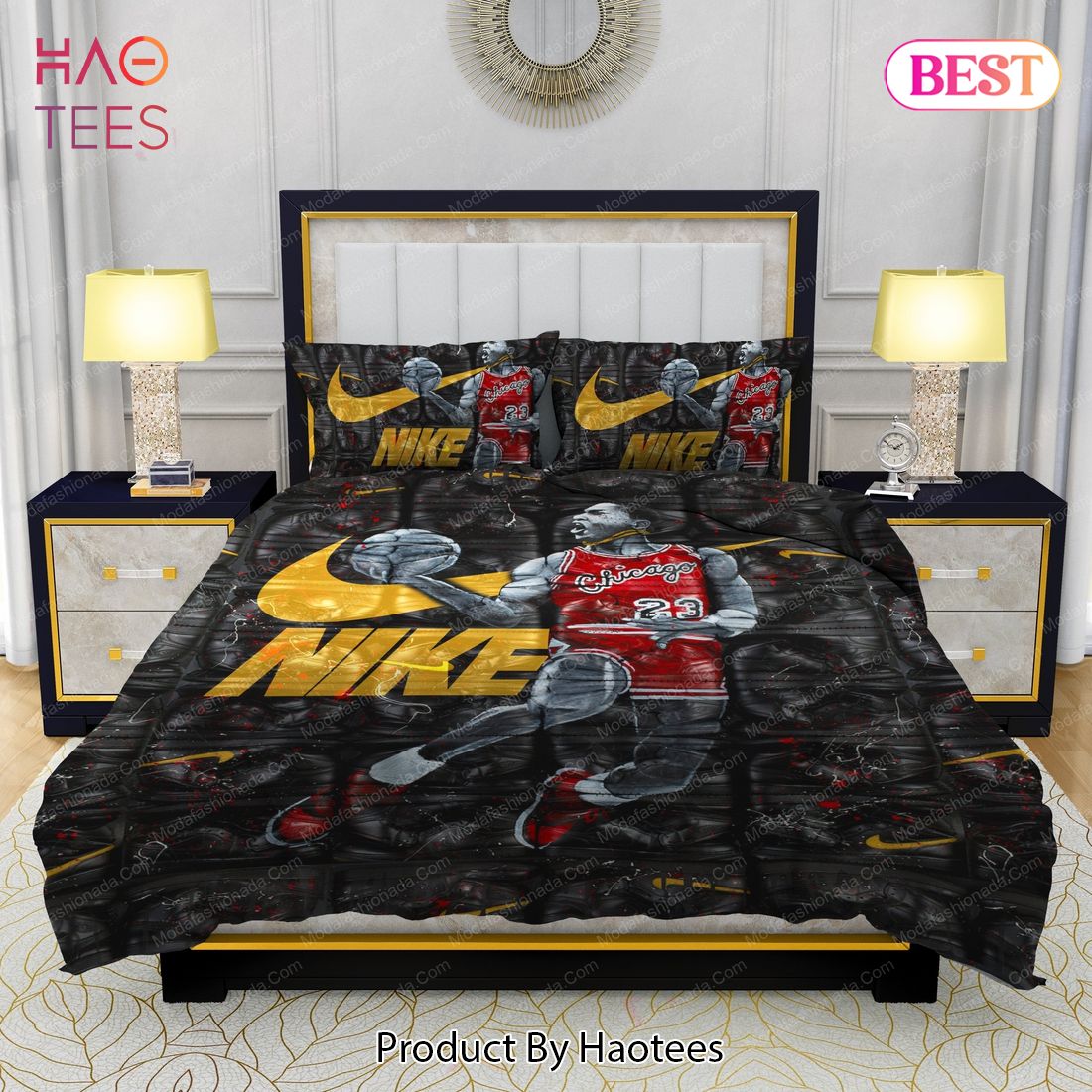 Famous Nike Air Jordan Design & Quality Comfortable 4 Pieces Bedding Set Bed Sets, Bedroom Sets, Comforter Sets, Duvet Cover, Bedspread