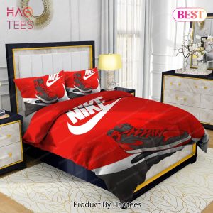 Famous Nike Air Jordan Red Background Design & Quality Comfortable 4 Pieces Bedding Sets Bed Sets, Bedroom Sets, Comforter Sets, Duvet Cover, Bedspread