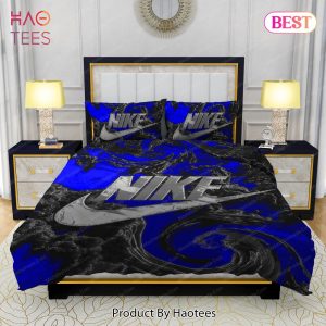 Famous Nike Design Navy and black Silk Material Soft & Quality Comfortable 4 Pieces Bedding Sets Bed Sets, Bedroom Sets, Comforter Sets, Duvet Cover, Bedspread