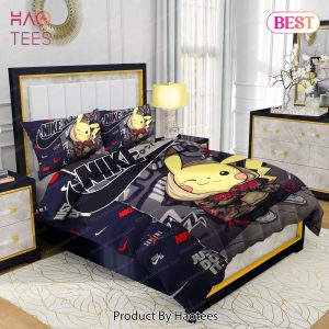 Famous Nike Supreme Pokemon Pikachu Design & Quality Comfortable 4 Pieces Bedding Sets Bed Sets, Bedroom Sets, Comforter Sets, Duvet Cover, Bedspread