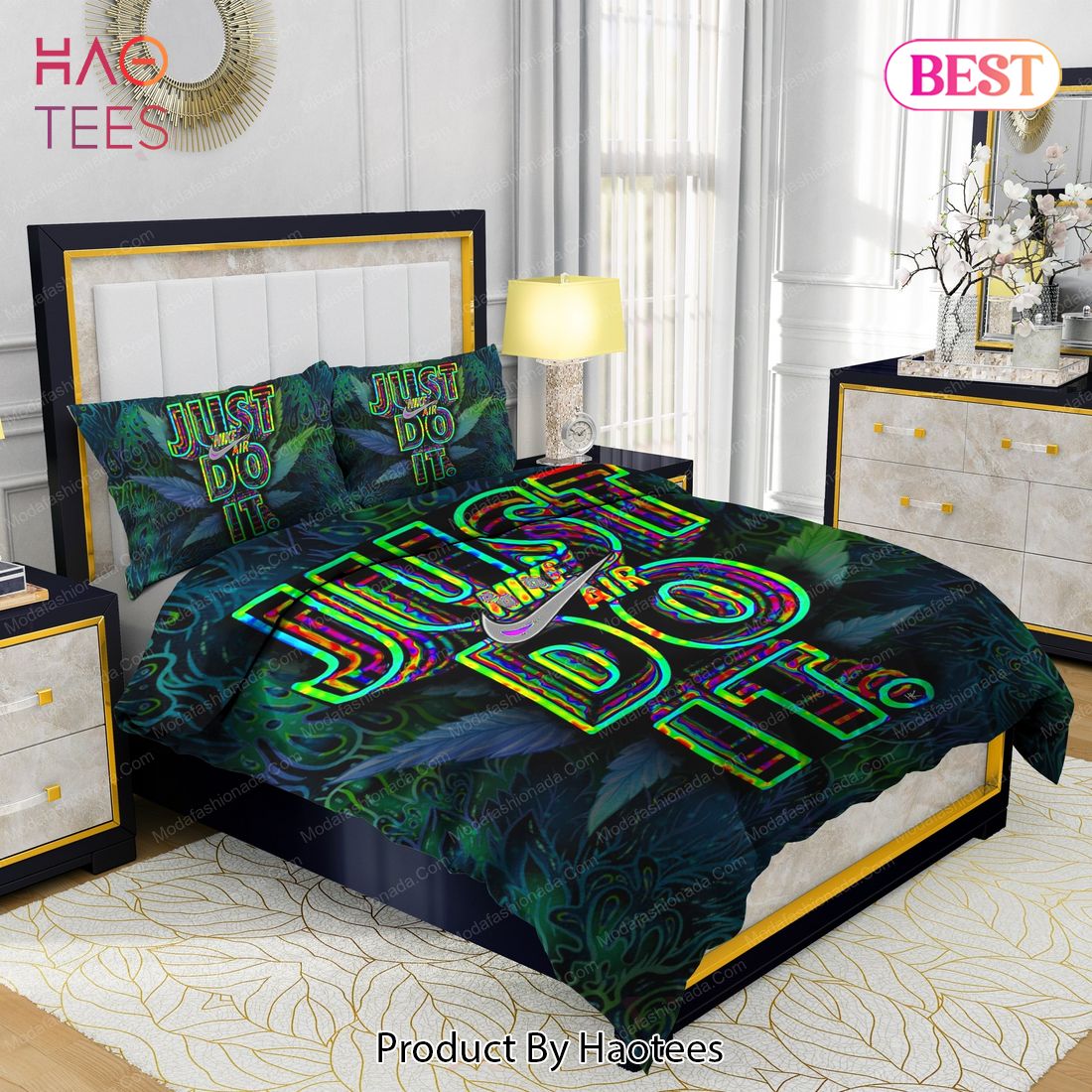 Famous Nike Weed Design & Quality Comfortable 4 Pieces Bedding Sets Bed Sets, Bedroom Sets, Comforter Sets, Duvet Cover, Bedspread Luxury Store