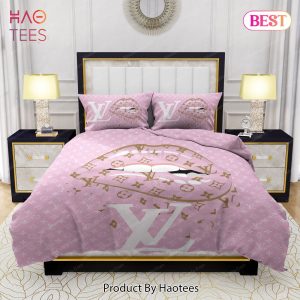 Lips With Louis Vuitton Pattern Bedding Sets Bed Sets, Bedroom Sets, Comforter Sets, Duvet Cover, Bedspread