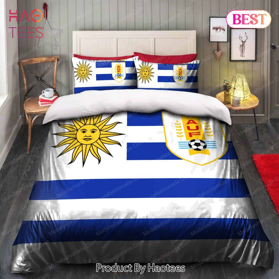 Logo Uruguay National Football Team Bedding Sets Bed Sets, Bedroom Sets, Comforter Sets, Duvet Cover, Bedspread