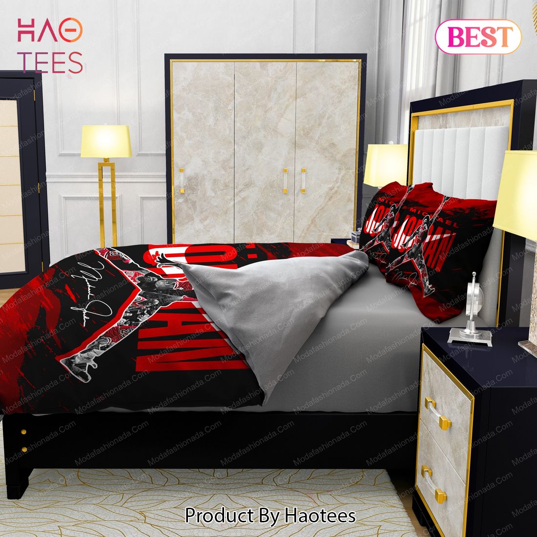 Michael Jordan Nike Red And Black Background Bedding Sets Bed Sets, Bedroom Sets, Comforter Sets, Duvet Cover, Bedspread