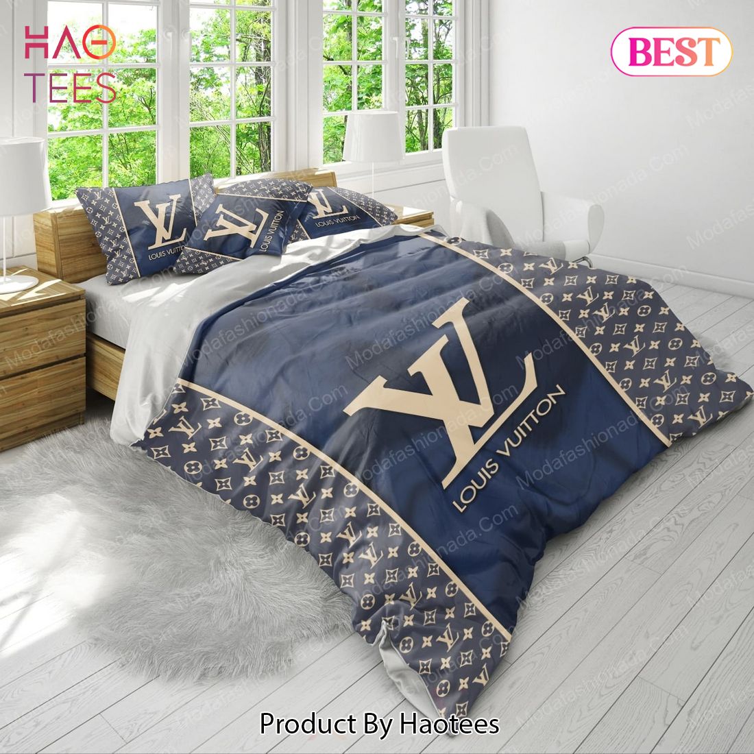 Louis Vuitton Basic And Luxury Navy Bedding Set - Tagotee