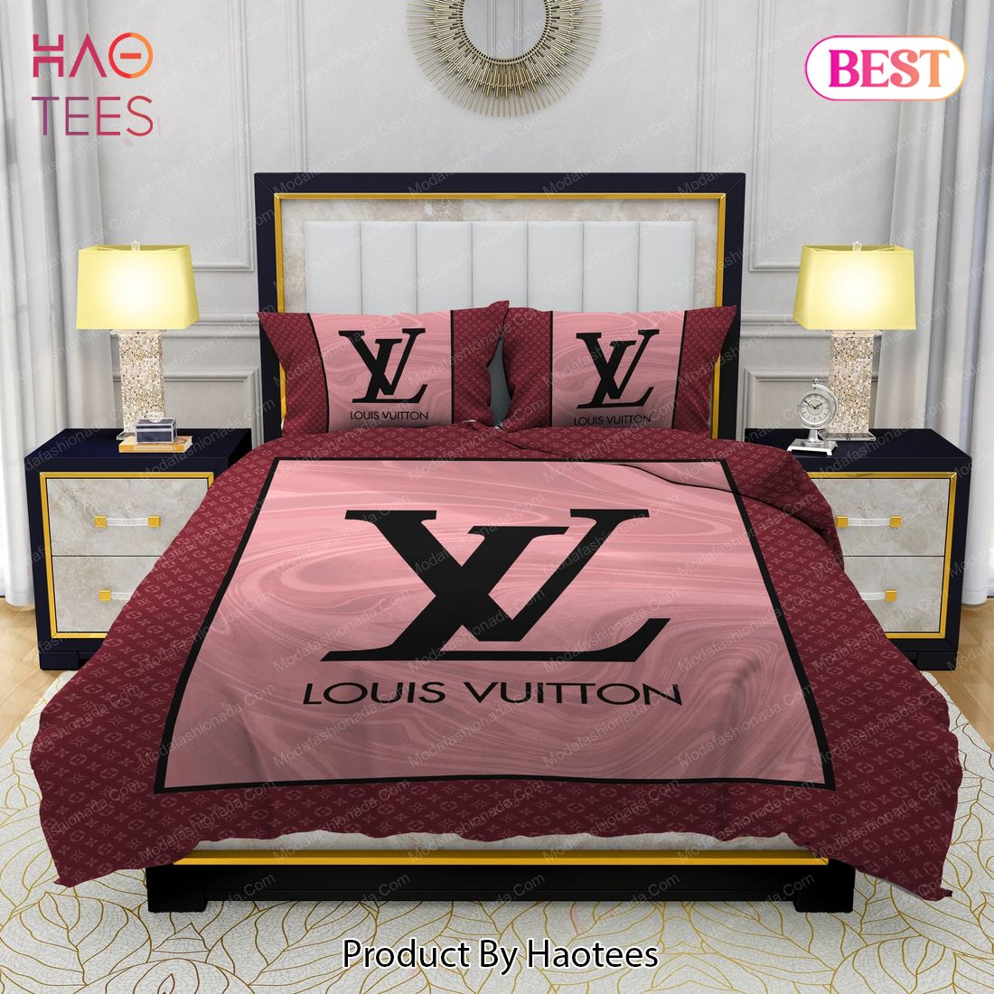 Pink Veinstone Louis Vuitton Bedding Sets Bed Sets, Bedroom Sets, Comforter  Sets, Duvet Cover, Bedspread