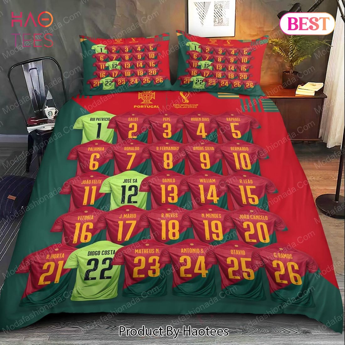 Portugal National Football Team Squad Numbers For Worldcup 2022 Bedding Sets Bed Sets, Bedroom Sets, Comforter Sets, Duvet Cover, Bedspread