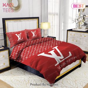 Red Background And White Pattern Louis Vuitton Bedding Sets Bed Sets, Bedroom  Sets, Comforter Sets, Duvet