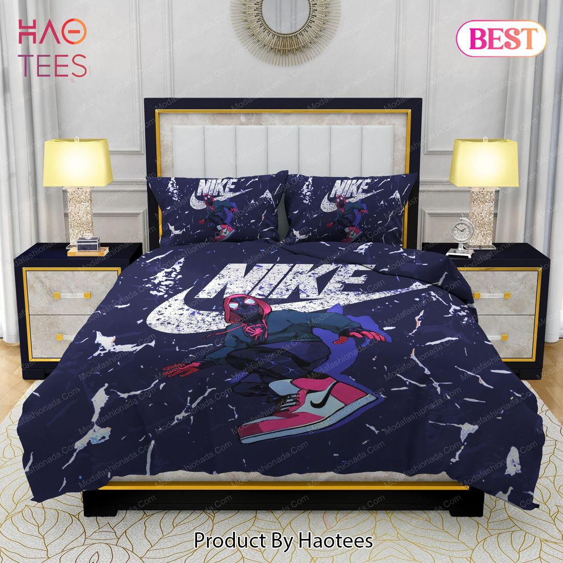 Spider Man And Famous Nike Air Jordan Design & Quality Comfortable 4 Pieces Bedding Sets Bed Sets, Bedroom Sets, Comforter Sets, Duvet Cover, Bedspread