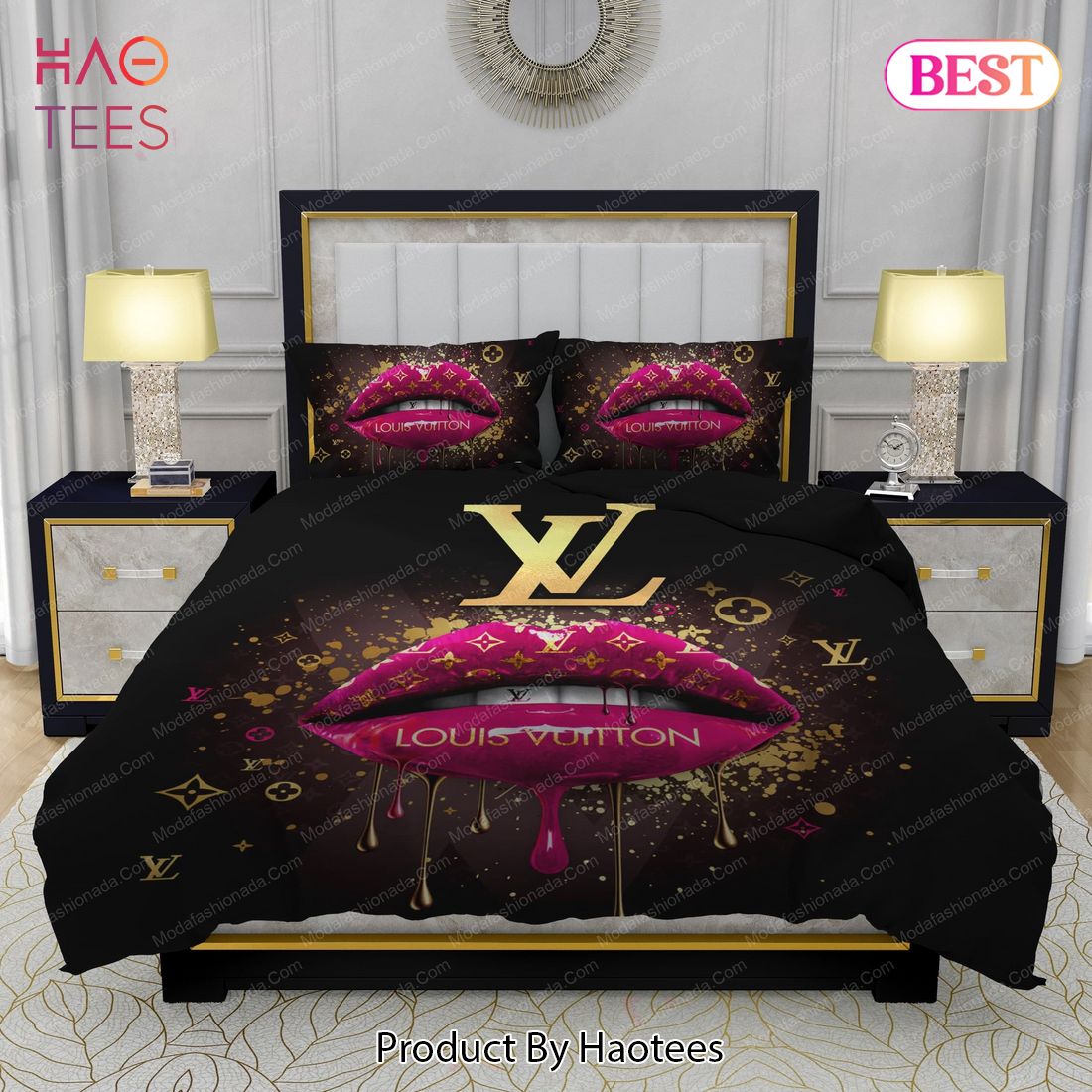 Supreme Louis Vuitton Black Background Bedding Sets Bed Sets, Bedroom Sets, Comforter Sets, Duvet Cover, Bedspread