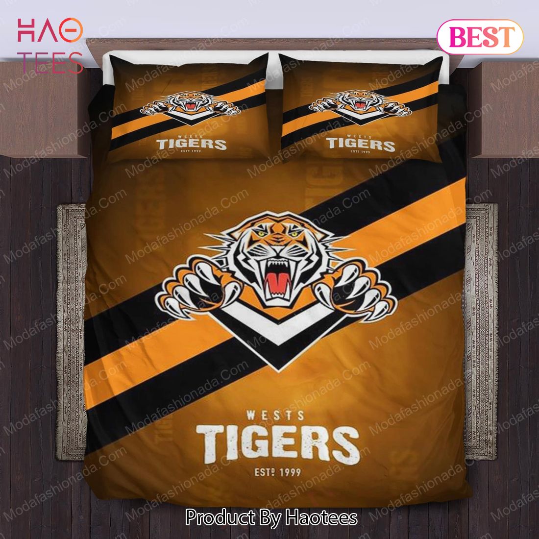 Wests Tigers Logo Bedding Sets 02 Bed Sets, Bedroom Sets, Comforter Sets, Duvet Cover, Bedspread