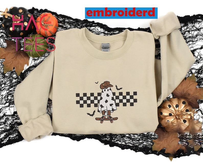 Boo Haw Embroidered Boo Haw Crewneck Boo Haw Embroidery Boo Haw Cowboy Ghost Boo Haw Western Shirt