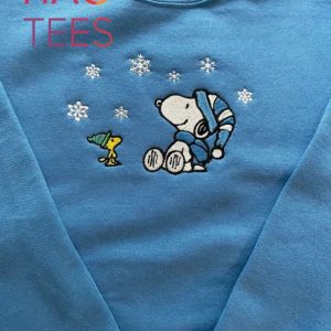 Christmas Embroidered Cartoon Embroidered Snoopy Embroidered Peanuts Embroidered Shirt