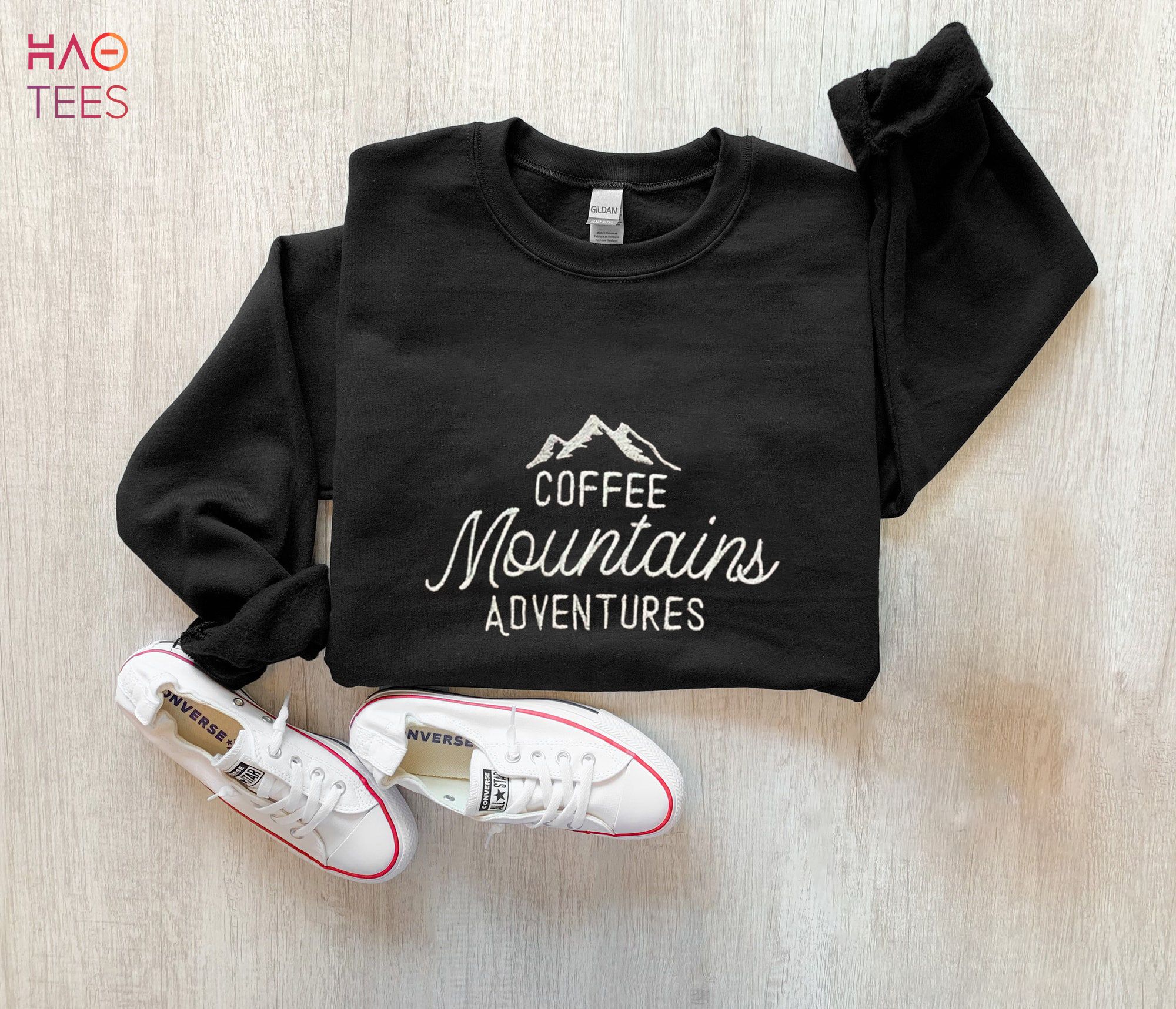 Coffee Mountain Adventure Embroidered Mountain Camping Nature Lover Camper For Women Shirt
