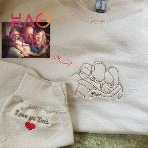 Custom Portrait From Photo Outline Photo Couple’s Custom Portrait Family Embroidered Shirt