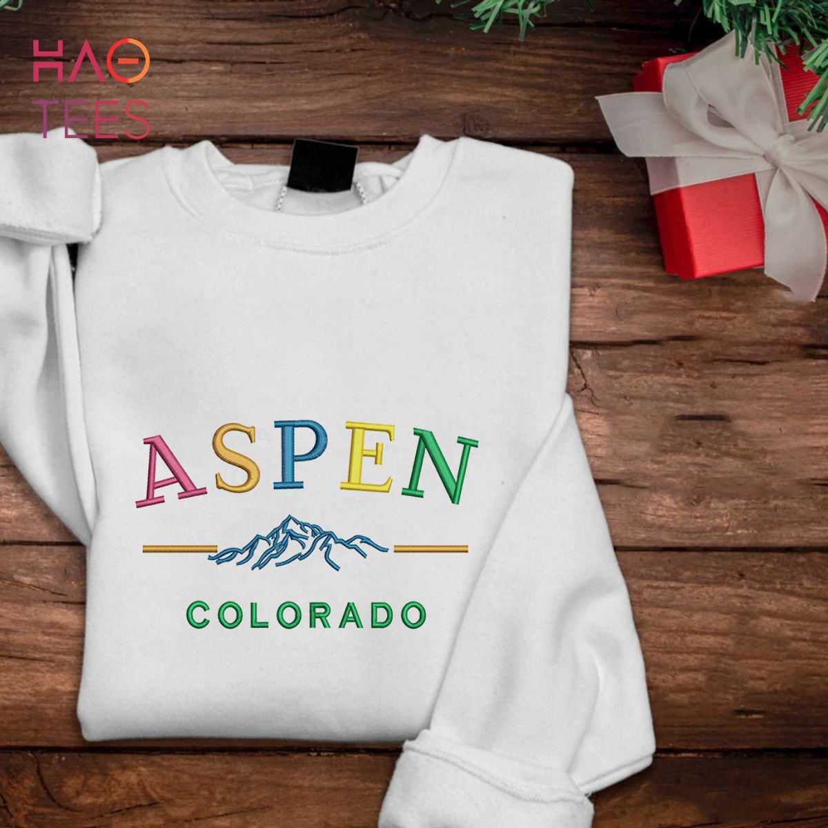Embroidered Aspen Colorado Crewneck Embroider Denver City Hiking Clothing Gift Mountain Embroidery Vintage Christmas Shirt