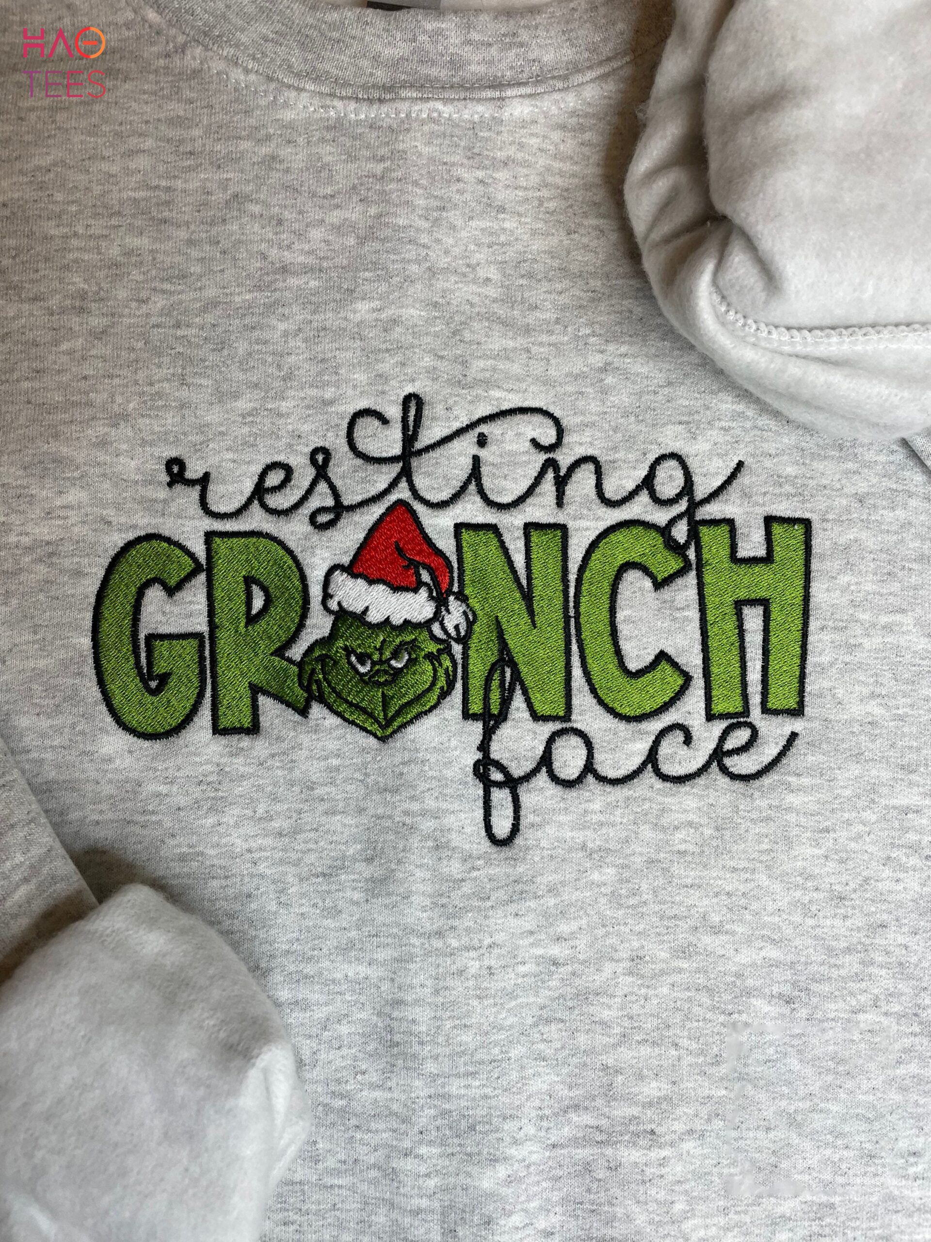 Embroidered Grinch Christmas Resting Grinch Face The Grinch Who Stole Christmas Shirt
