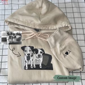 Embroidered Pet Portrait Organic Custom Pet Portrait Organic Embroidered Pet Dog Mom Shirt