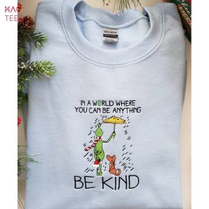 Grinch Embroidered Be Kind Christmas Shirt