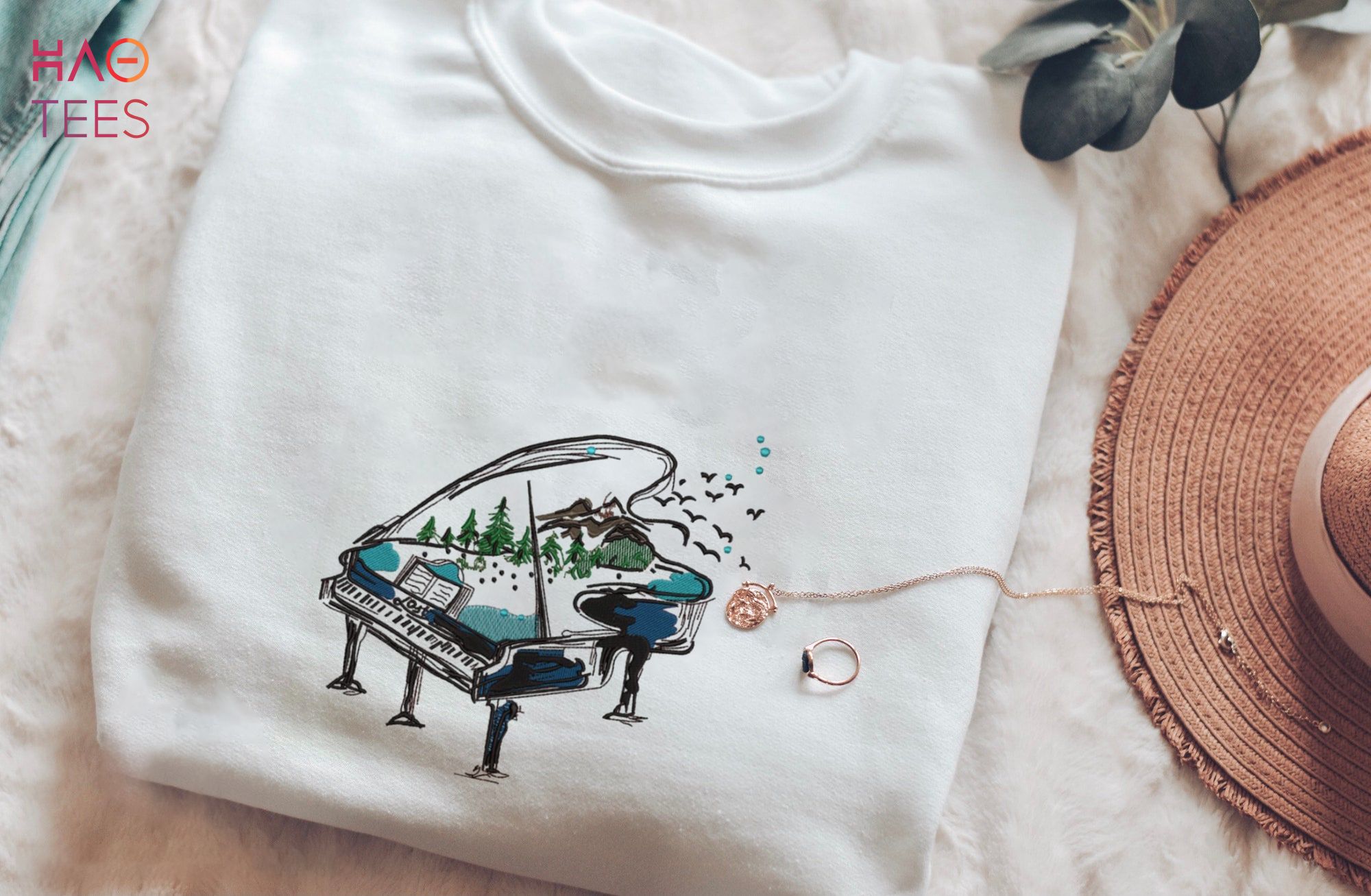 Piano Embroidered Musician Piano Shirt