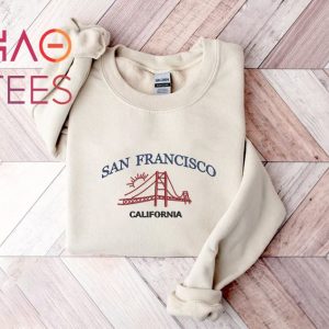 San Francisco Embroidered Intage California Crewneck Embroidered California Golden Gate Gift Aesthetic Shirt