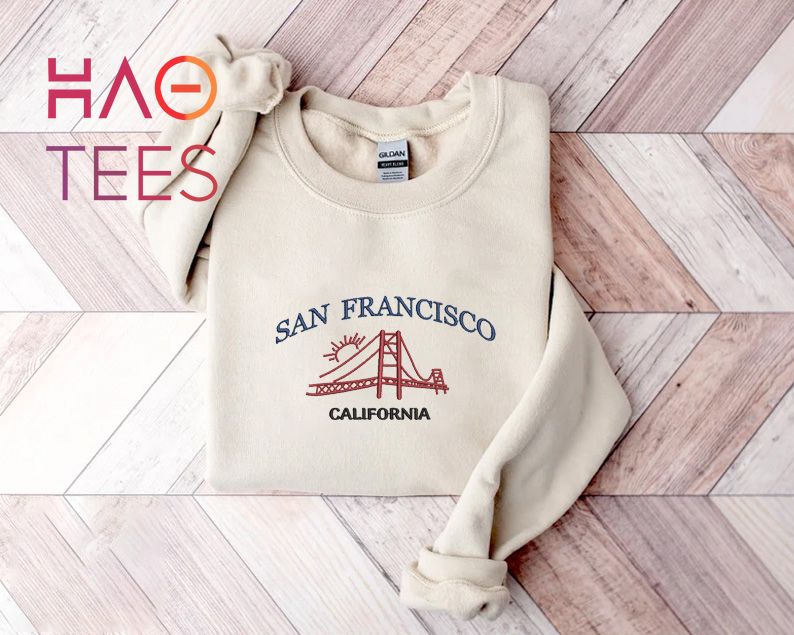 San Francisco Embroidered Intage California Crewneck Embroidered California Golden Gate Gift Aesthetic Shirt