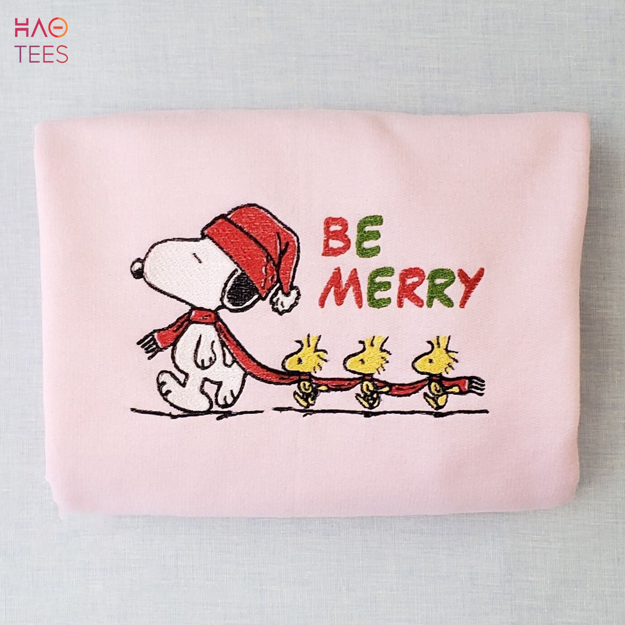 Snoopy Be Merry Embroidered Shirt Snoopy Be Merry Embroidered Shirt