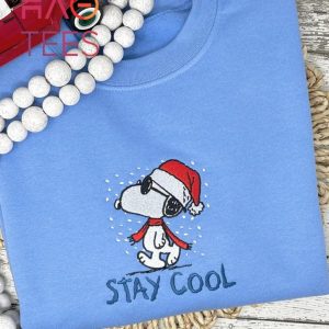 Stay Cool Embroidered Christmas Crewneck Custom Snoopy Christmas Shirt