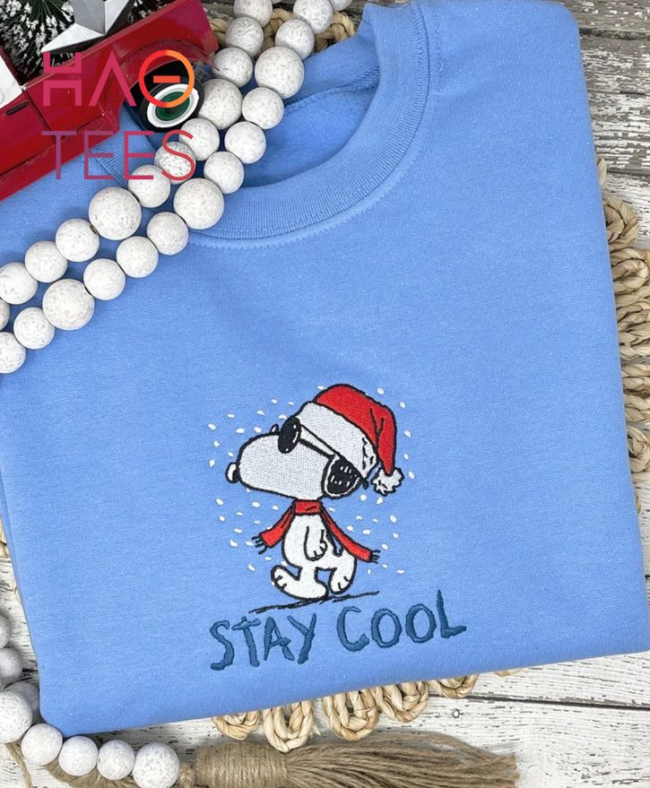 Stay Cool Embroidered Christmas Crewneck Custom Snoopy Christmas Shirt Stay Cool Embroidered Christmas Crewneck Custom Snoopy Christmas Shirt