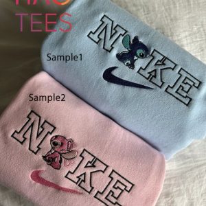 Stitch Custom Embroidery Stitch Crewneck Angel Christmas Couple Christmas Shirt
