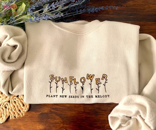 Sunflower Embroidered Mothers Day Gift Eco Jumper Spring Summer Clothing Embroidery Sustainable Flowers Nature Gift Idea Shirt